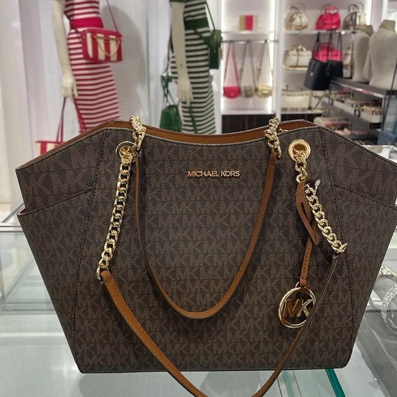 MICHAEL KORS 
Jet Set Large Signature Shoulder Tote Bag
Brown Signature 
NWT - Picture 3 of 16